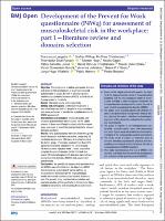 Development of the Prevent for Work questionnaire (P4Wq) for assessment of musculoskeletal risk in the workplace part 1—literature review and domains selection.pdf.jpg